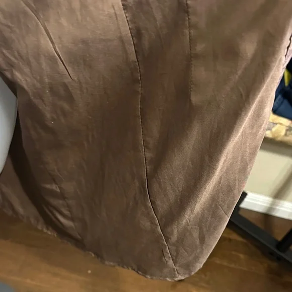 Size M Reminiscene Brown Puffy Sleeve Tie Waist Shirt Dress - Picture 14 of 16